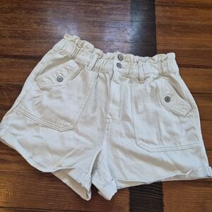 Women's White Ruffled Shorts